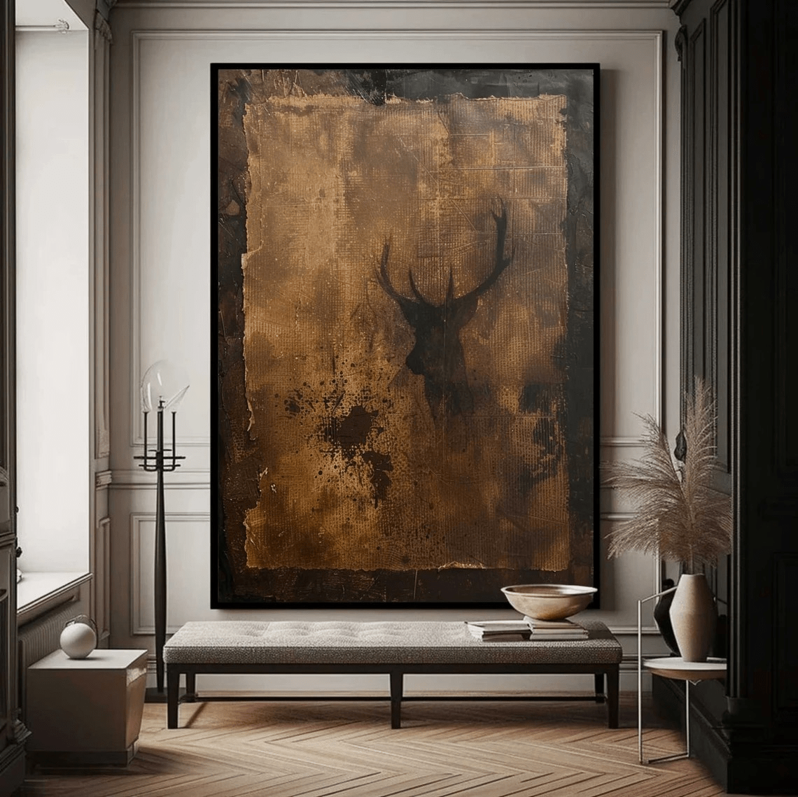 Abstract Wabi - Sabi Deer Head Oil Painting SR0044 - Viral Wall Art